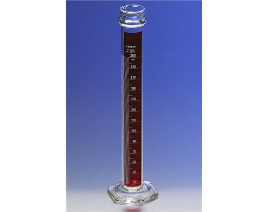 PYREX Single Metric Scale Cylinders, Lifetime Red, Graduated To Contain