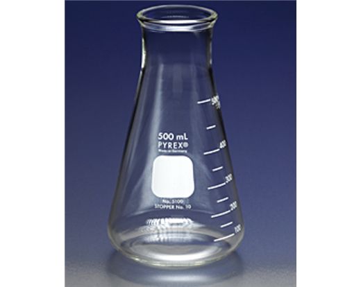 PYREX Wide Mouth Erlenmeyer Flask with Heavy Duty Rim, Graduated