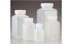 NALGENE 2110 Wide-Mouth Square Bottles with screw closures