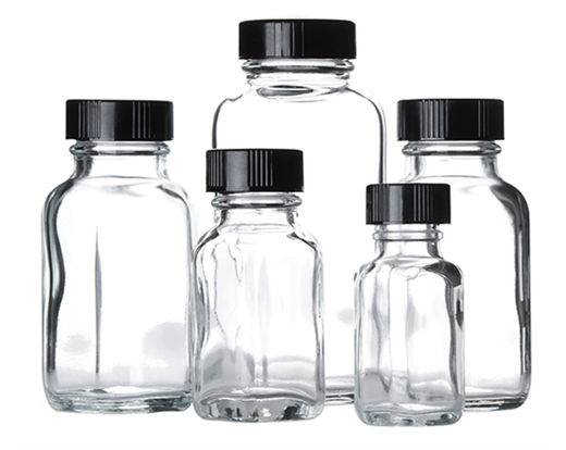 French Square Clear glass bottles