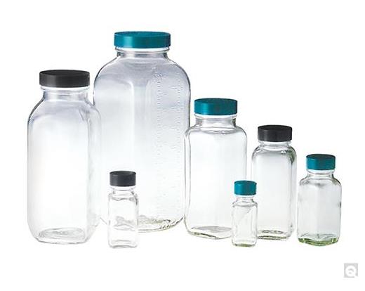 Bottle, Clear, Wide Mouth, French Square
