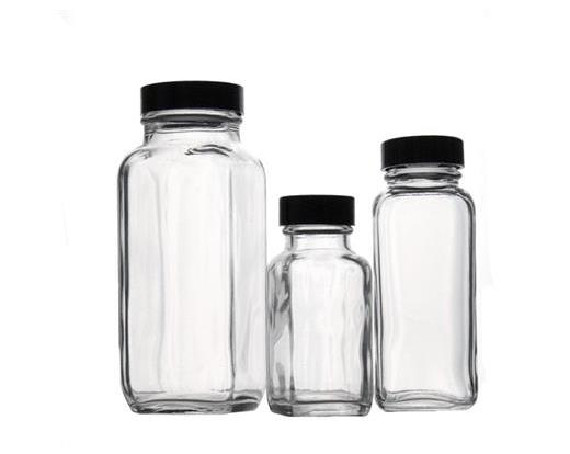 Clear Glass French Square Bottles
