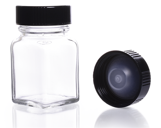 KIMBLE Clear Glass Square Tablet Bottles