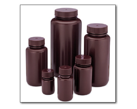 Wide-mouth Amber HDPE Lab Bottles