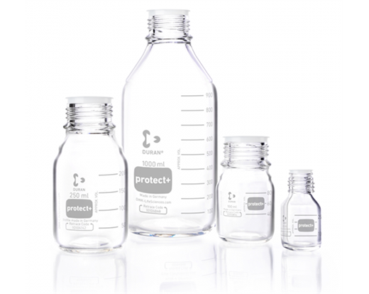 Graduated protect+ Laboratory Bottle, clear