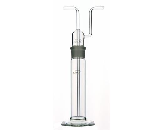 Tall Form Gas Washing Bottle with Full Length Joint with Hooks and Fritted Disc