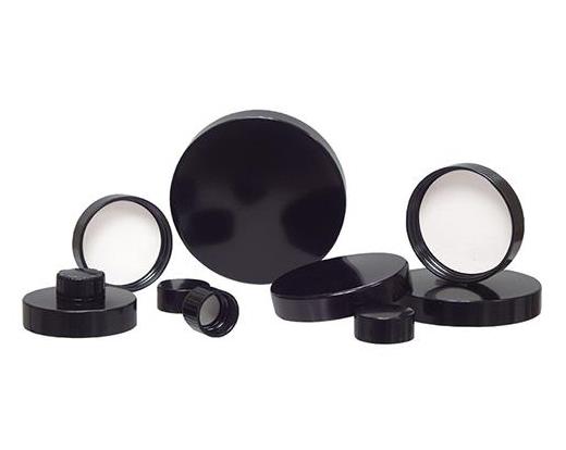 Closure, Screw Cap, Phenolic, Black, Pulp and Vinyl Liner, Not Autoclavable