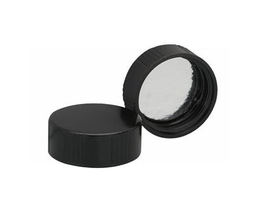 Closure, Screw Cap, Phenolic, Black, Metal Foil Liner, Not Autoclavable, Wheaton