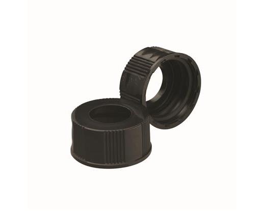 Closure, Screw Cap, Phenolic, Black, Open Top, Without Liner, Autoclavable, Wheaton