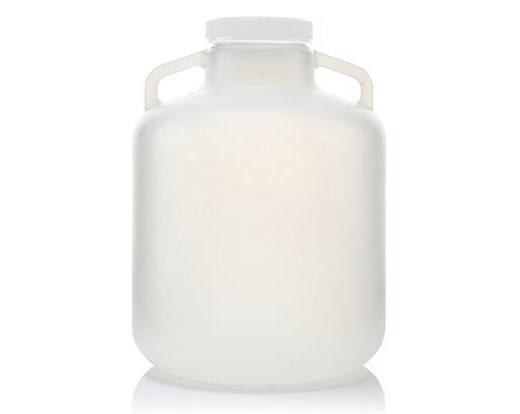EZLabpure 10L Wide Mouth Polypropylene Carboy with White Cap