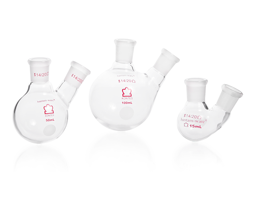 KIMBLE Angled Two Neck Round Bottom Flask