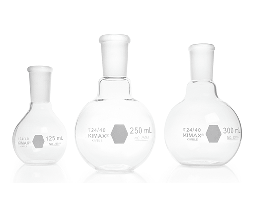 KIMBLE KIMAX Flat Bottom Short Neck Boiling Flask