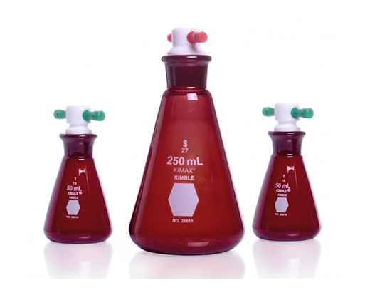 Erlenmeyer Flask with a Color-Coded Standard Taper PTFE Stopper
