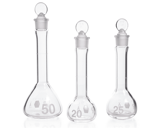Class A KIMBLE KIMAX Heavy Duty Wide-Mouth Volumetric Flasks