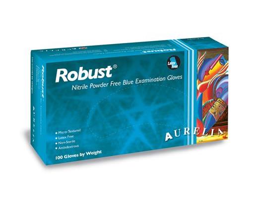 Aurelia Robust Blue Nitrile Powder-Free Examination Gloves