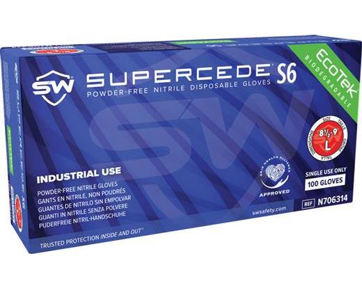 Supercede S6 EcoTek Biodegradable Exam Nitrile Gloves