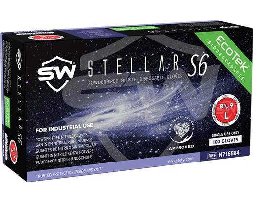Stellar S6 EcoTek Biodegradable Exam Nitrile Gloves