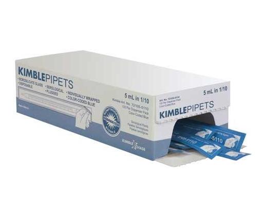 Pipet, Glass, Disposable, Serological, Individually Wrapped, Plugged, Sterile, To Deliver, Kimble