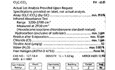 Tetrachloroethylene, ULTRA RESI-ANALYZED (perchloroethylene), For Trace Hydrocarbon Analysis by Ir S
