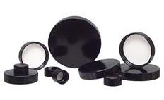 Closure, Screw Cap, Phenolic, Black, Pulp and Vinyl Liner, Not Autoclavable