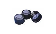 Closure, Screw Cap, Phenolic, Black, Open Top, Gray Bromobutyl/50 Septa and Flange, Autoclavable, Wh