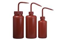 Wash Bottle, Wide Mouth, Narrow mouth Safety Red