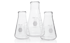Flask, Erlenmeyer, Wide Mouth, Heavy-Duty Tooled Top Finish, with Capacity Scale, Kimble