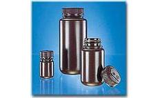 NALGENE&amp;reg; 2106 Amber Wide-Mouth Bottles, amber high-density polyethylene; amber polypropylene scr