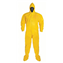 Apparel, Coveralls, Tyvek®, QC (polyethylene coated), Zipper Front, Attached Hood, Elastic Wrists and Attached Boots, Yellow, Dupont&amp;trade;